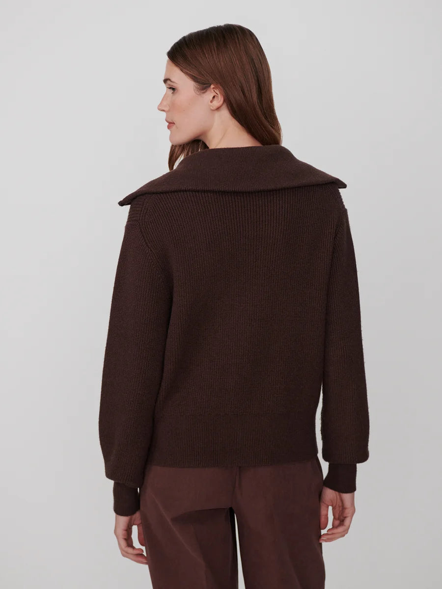 ENRICO ZIP KNIT COFFEE BEAN