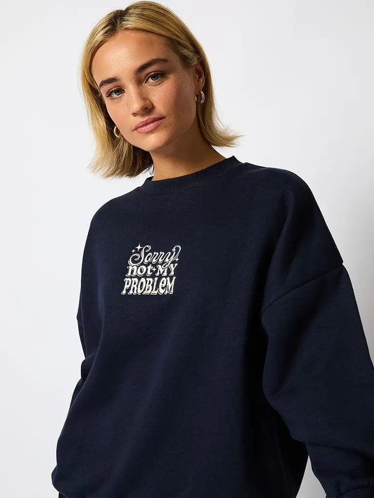 NOT MY PROBLEM SWEATER NAVY