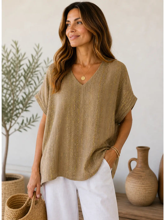 FIONA GLAM V NECK BROWN