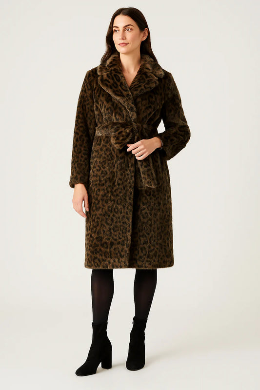 MERYL LEOPARD COAT BROWN