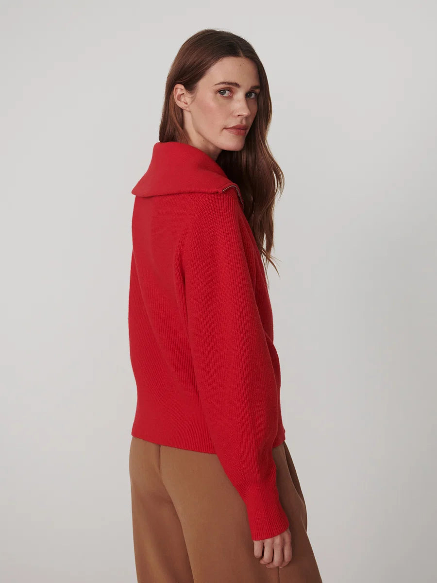 ENRICO ZIP KNIT WASHED RED