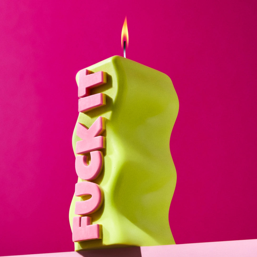 FUCK IT CANDLE GREEN AND PINK
