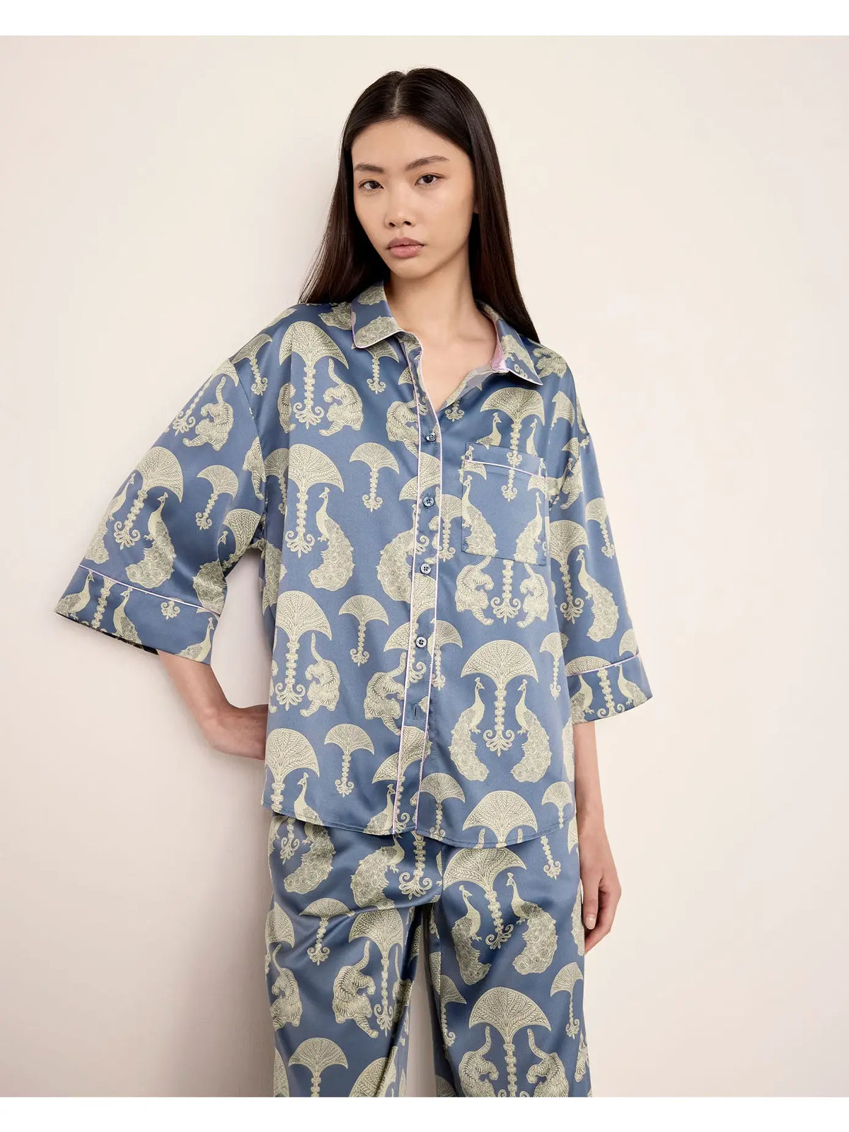 SATIN TIGER PEACOCK PYJAMA SET