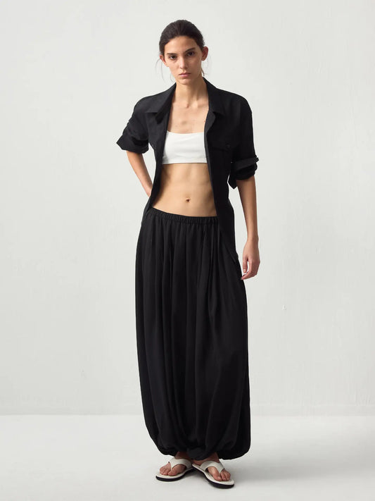 PLEATED BALLOON PANTS BLACK
