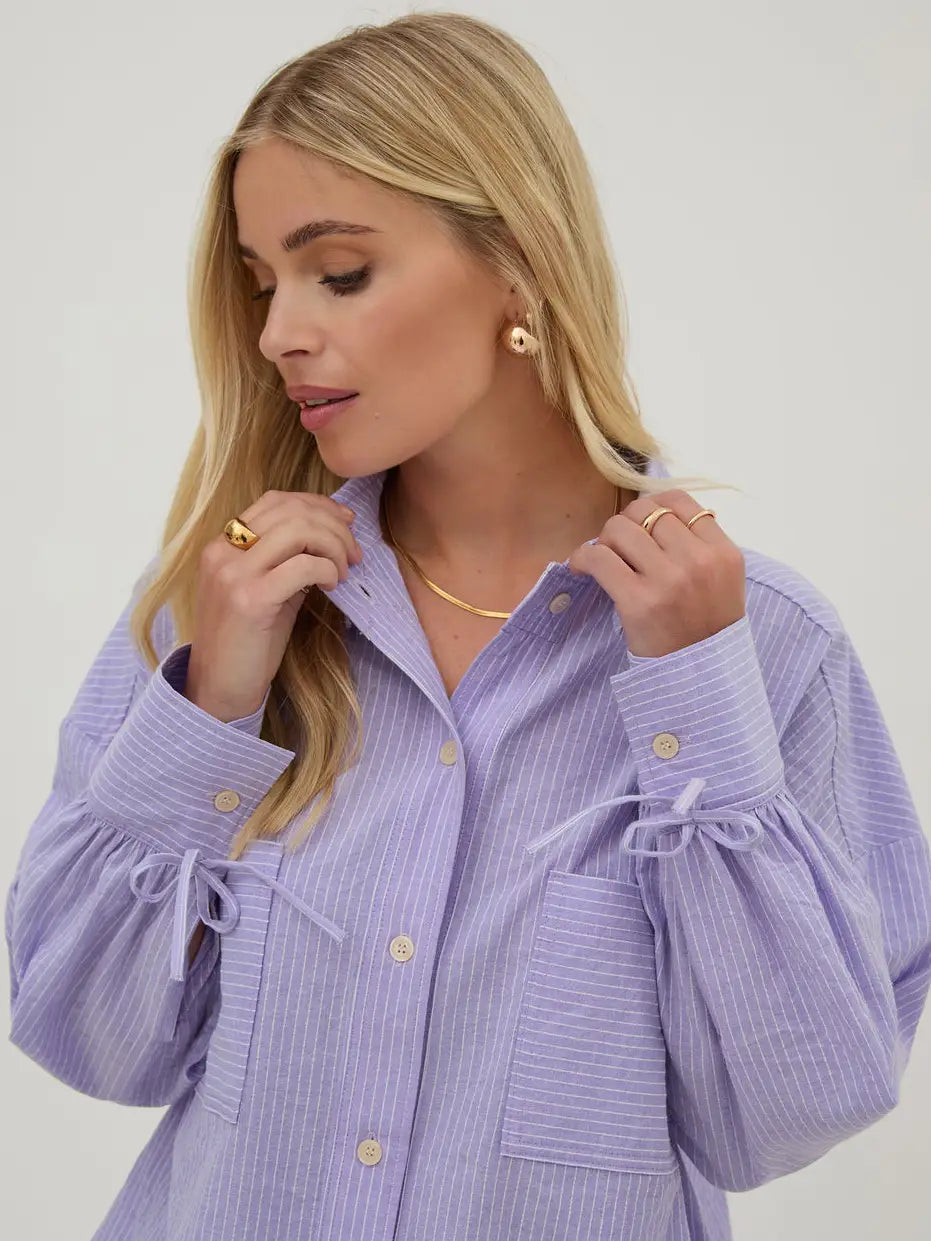 SIENNA BOW SHIRT LILAC
