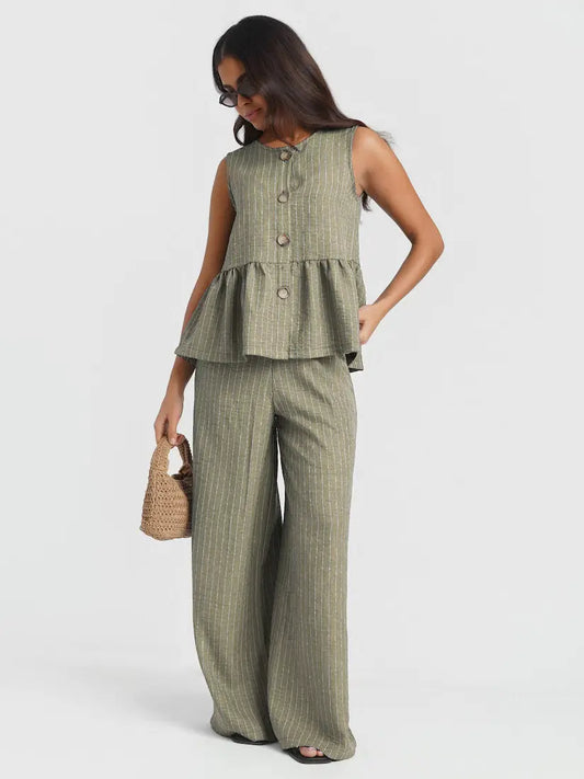 KHAKI STRIPE TROUSERS