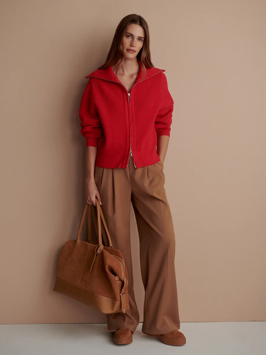 ENRICO ZIP KNIT WASHED RED