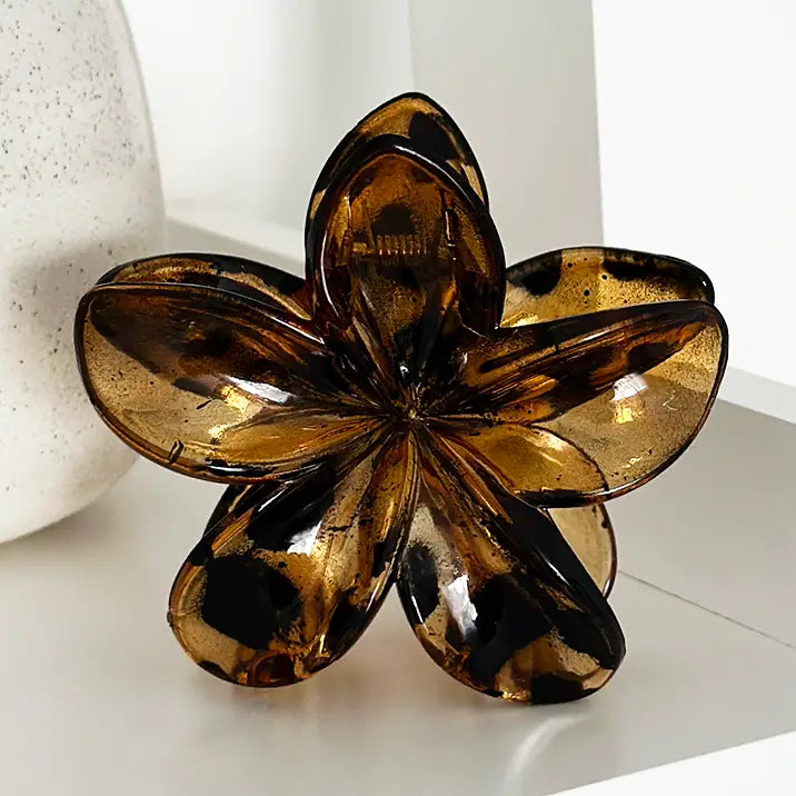 HAIR CLAW TROPICAL FLOWER TORTOISE SHELL