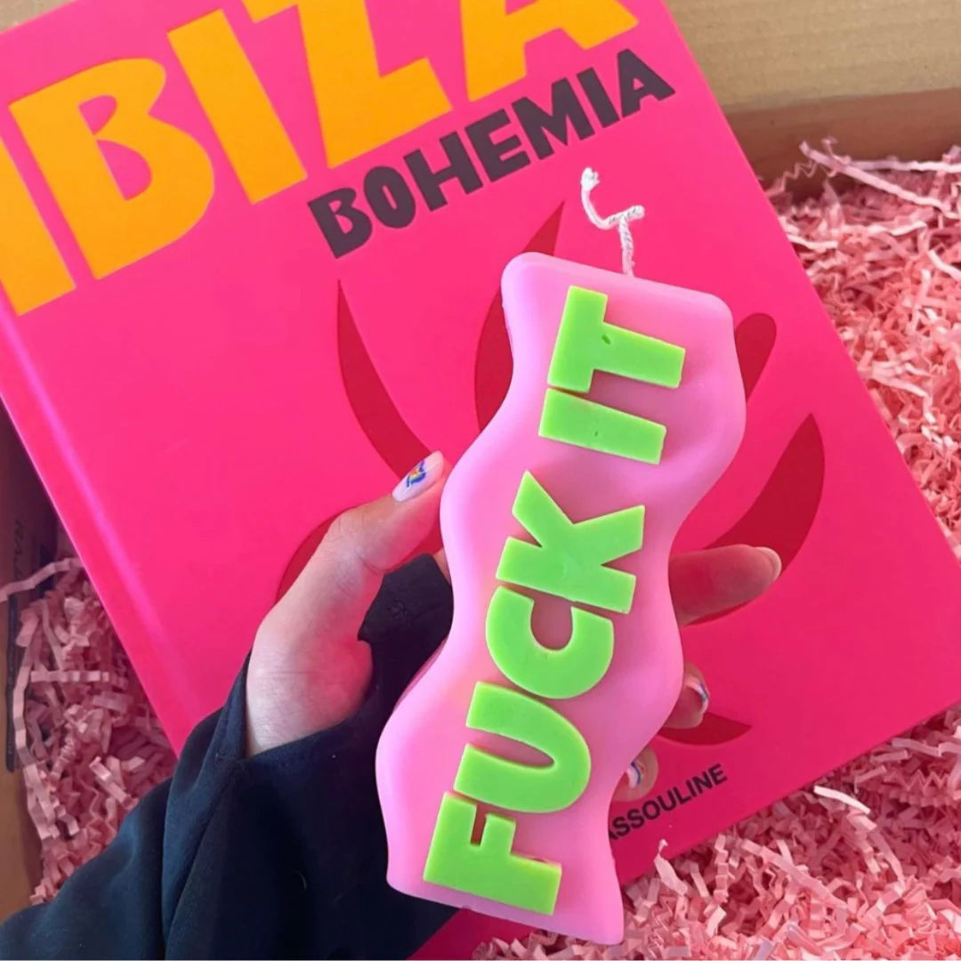 FUCK IT CANDLE PINK AND GREEN