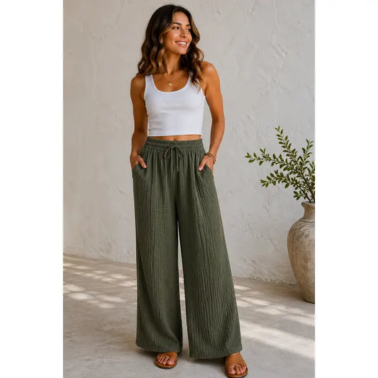 CRINKLE TROUSER KHAKI