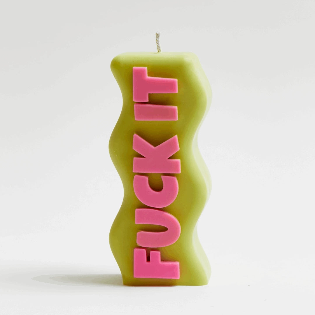 FUCK IT CANDLE GREEN AND PINK
