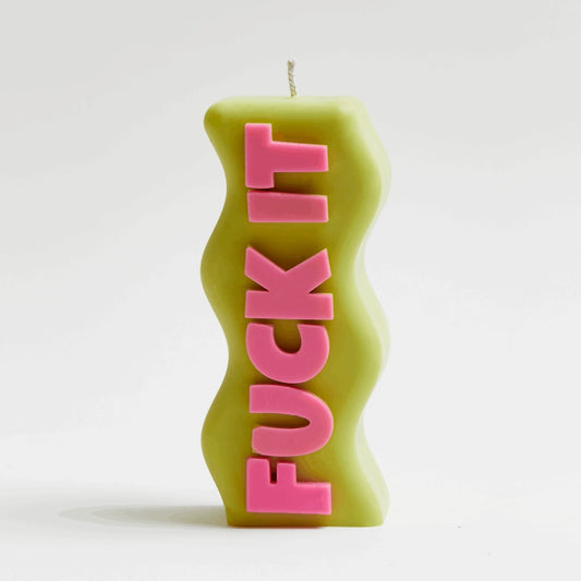 FUCK IT CANDLE GREEN AND PINK