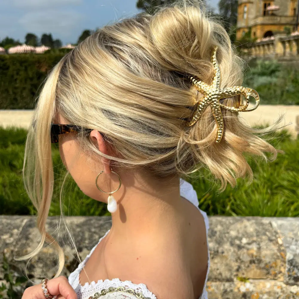 HAIR CLAW STAR FISH GOLD