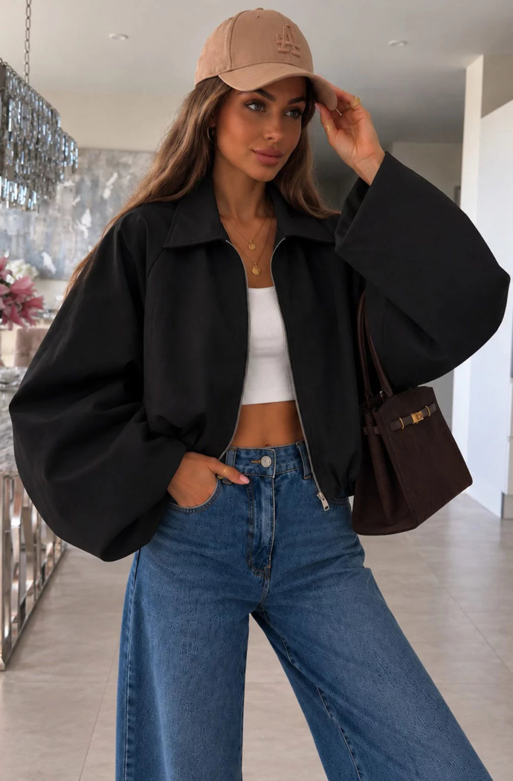 VEDA CROPPED JACKET BLACK
