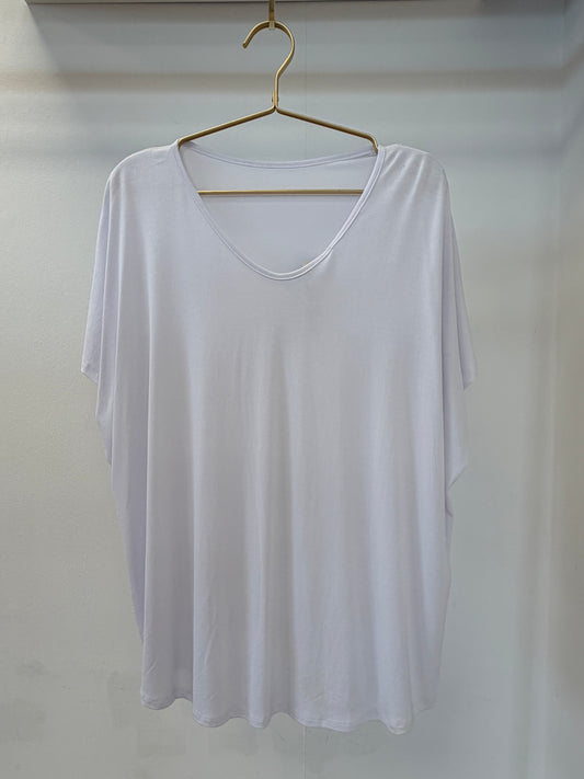 V NECK OSZ TOP WHITE