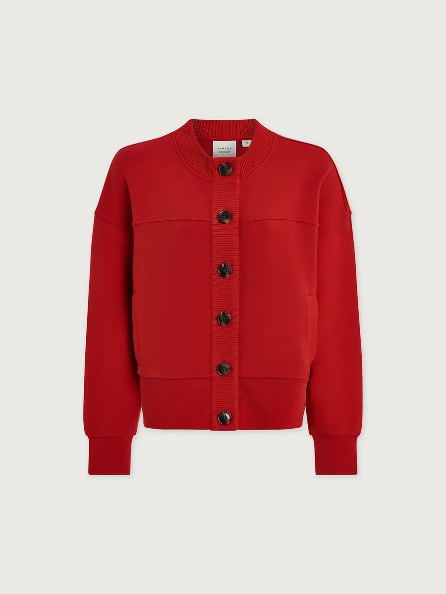 OLWEN BUTTON THROUGH SWEAT RED MARL
