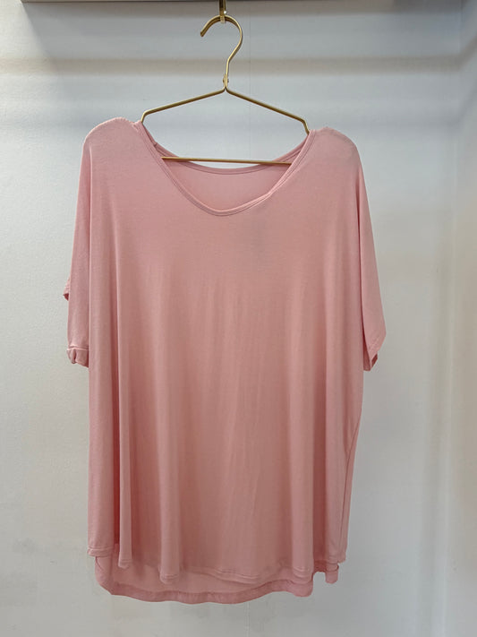 V NECK OSZ TOP DUSTY PINK