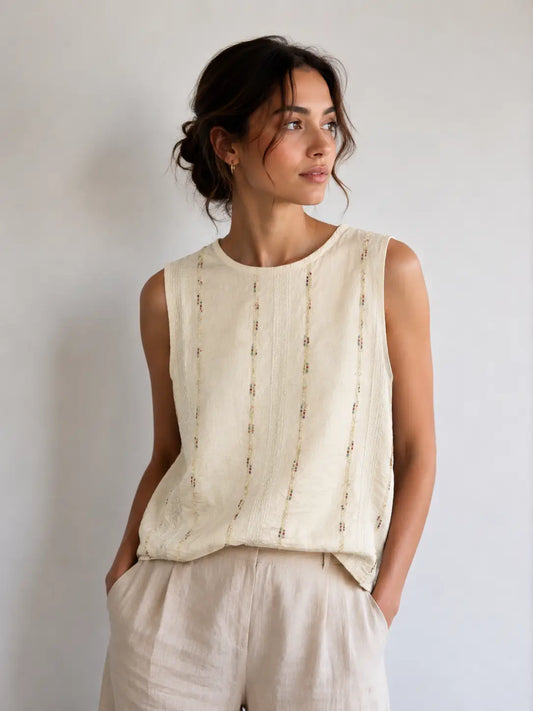 CHERYL EMBELLISHED TANK BEIGE