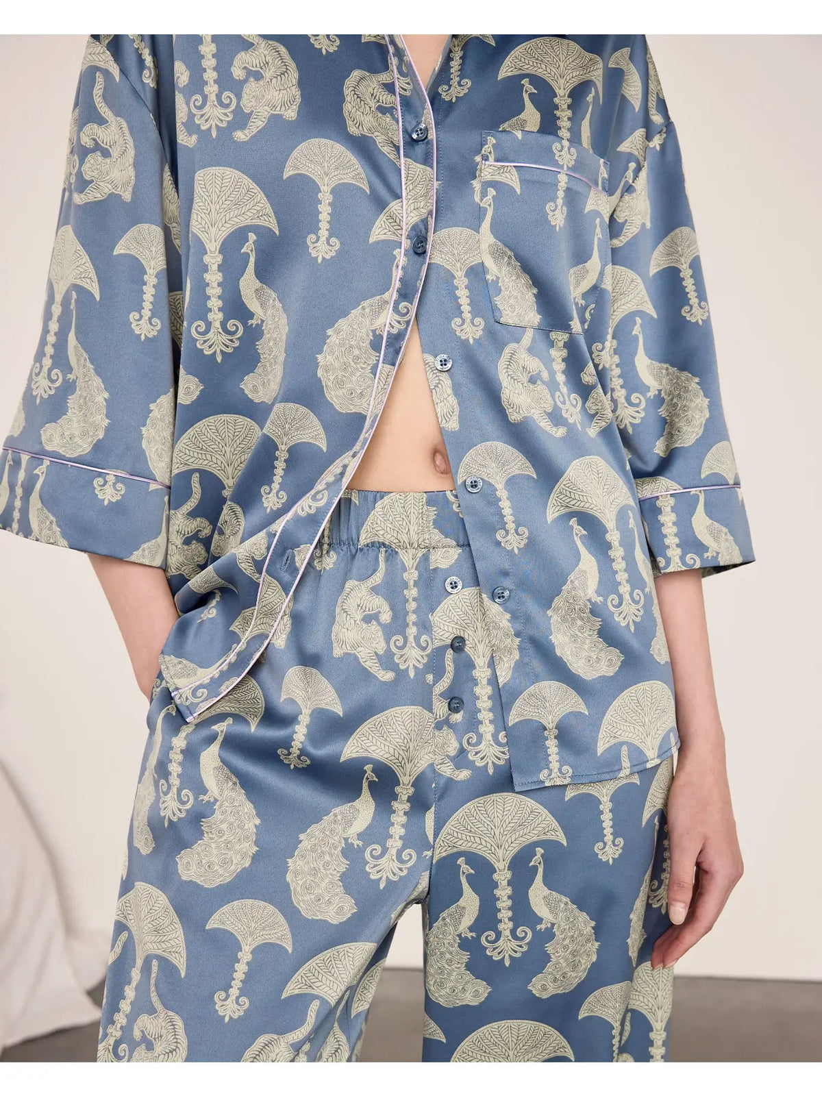 SATIN TIGER PEACOCK PYJAMA SET