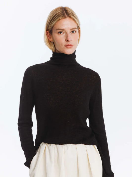 THIN WOOL LS TOP BLACK
