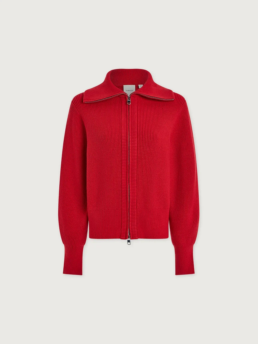 ENRICO ZIP KNIT WASHED RED