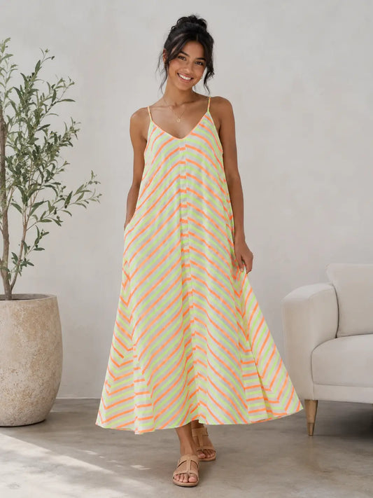 NEON STRIPE MAXI DRESS