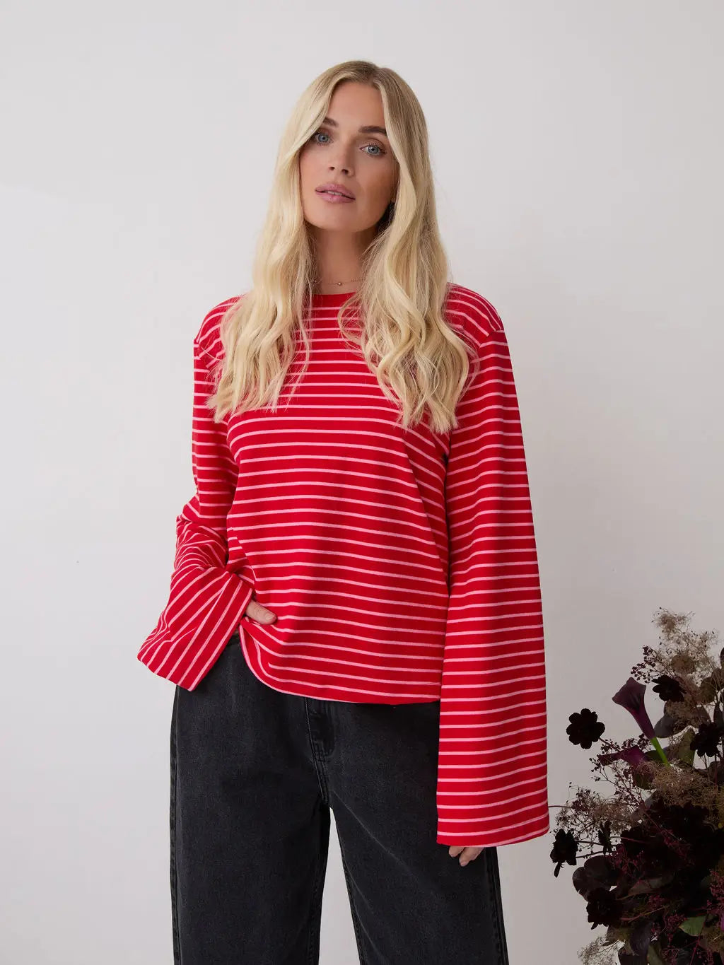 CELINE SUPER SOFT STRIPE LS TOP