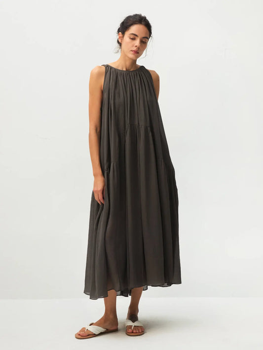 TIERED HALTERNECK DRESS GREY