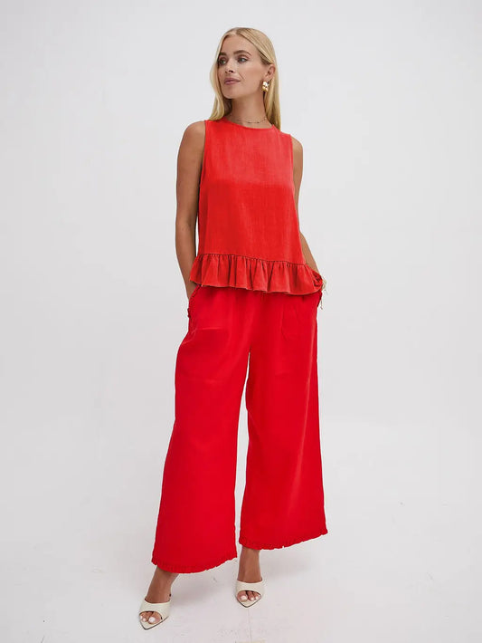 ISLA RUFFLE CULOTTE RED