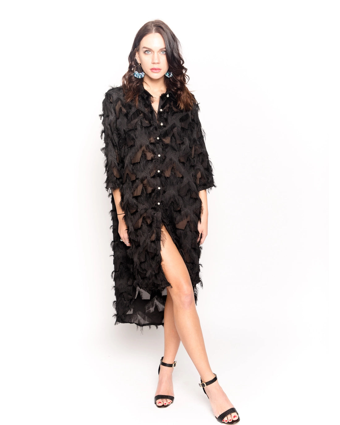 KATE FEATHER STAR DRESS BLACK