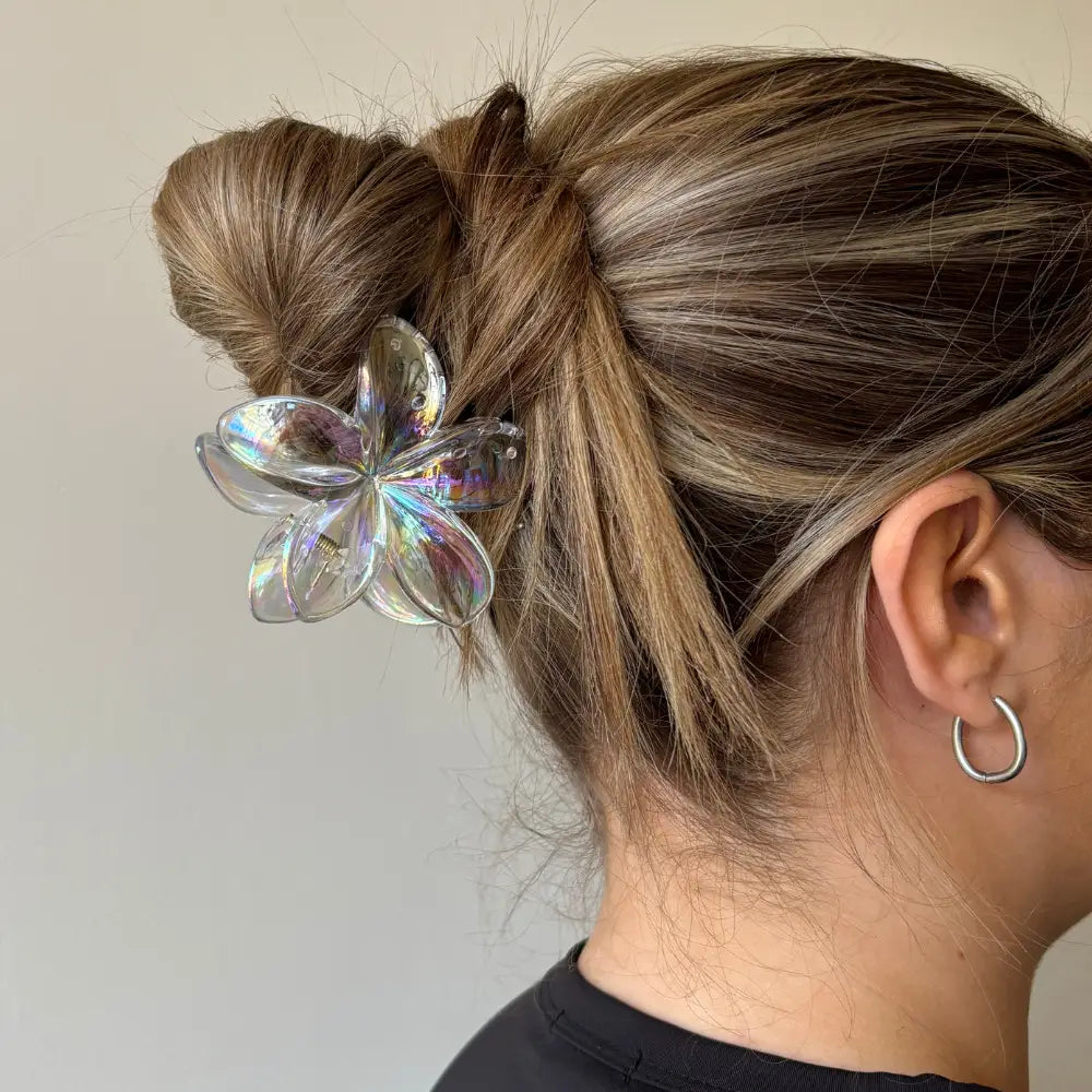 HAIR CLAW TROPICAL FLOWER HOLOGRAPHIC