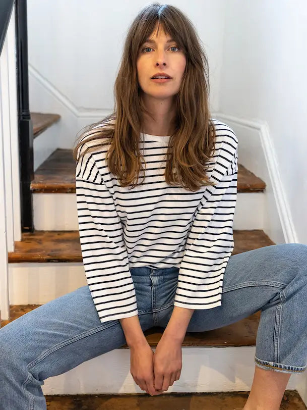 ERIN 3/4 WHITE / NAVY