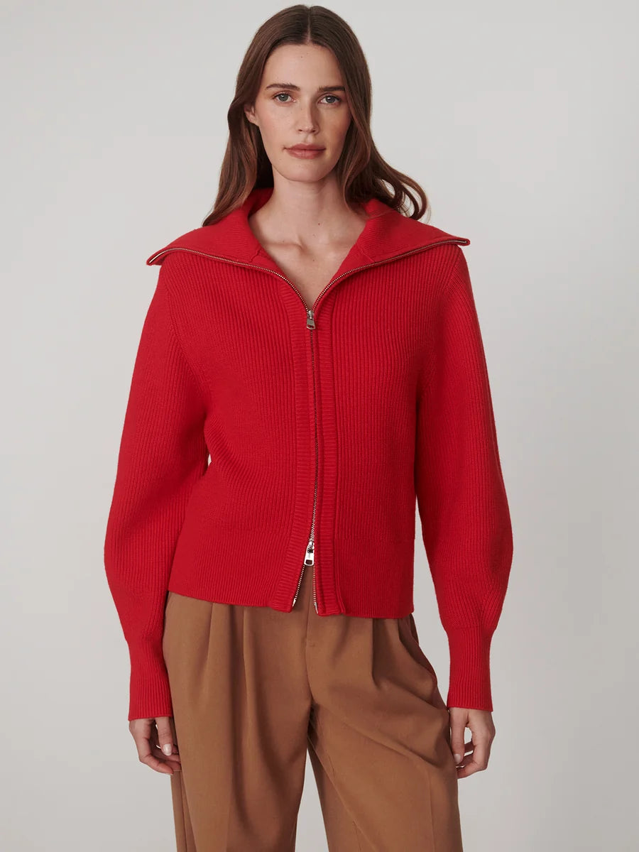 ENRICO ZIP KNIT WASHED RED