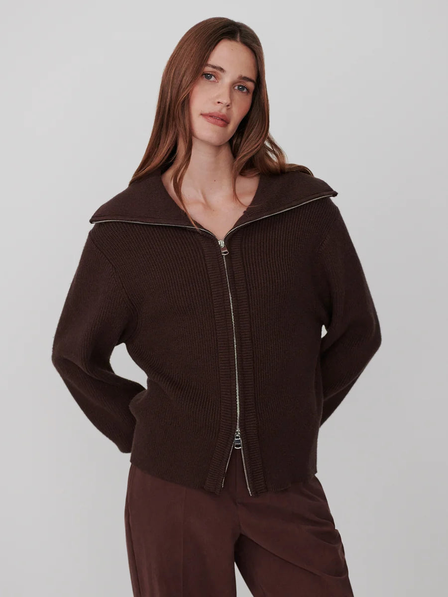ENRICO ZIP KNIT COFFEE BEAN