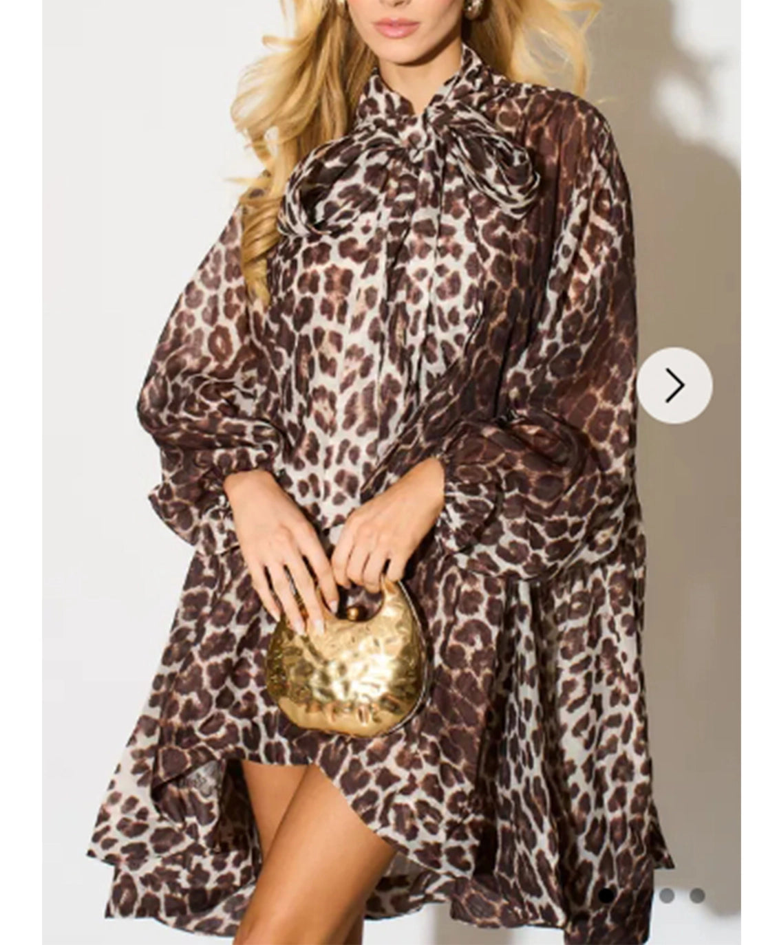 NAOMI VOLUME SHIRT DRESS LEOPARD