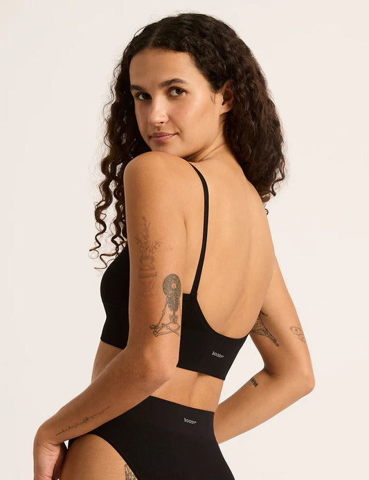 LYOLYTE RIBBED LOW BACK BRALETTE BLACK