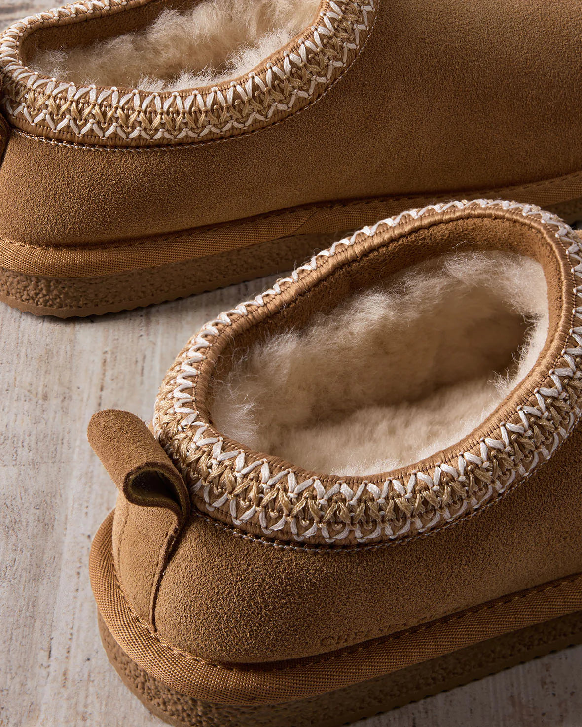 SUEDE SHEEPSKIN BOOT SLIPPERS TAN