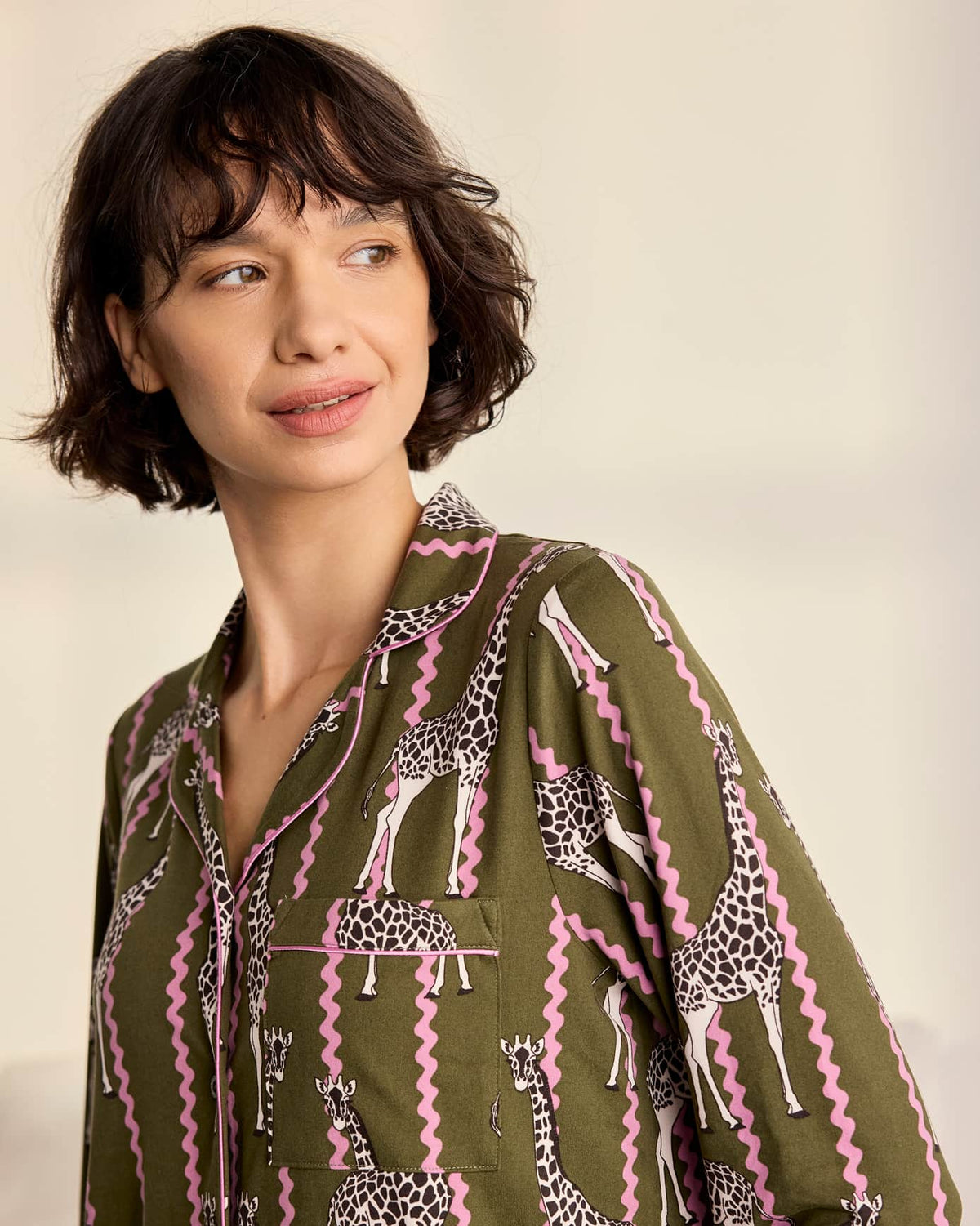 SOFT WAVY STRIPE GIRAFFE PYJAMA SET