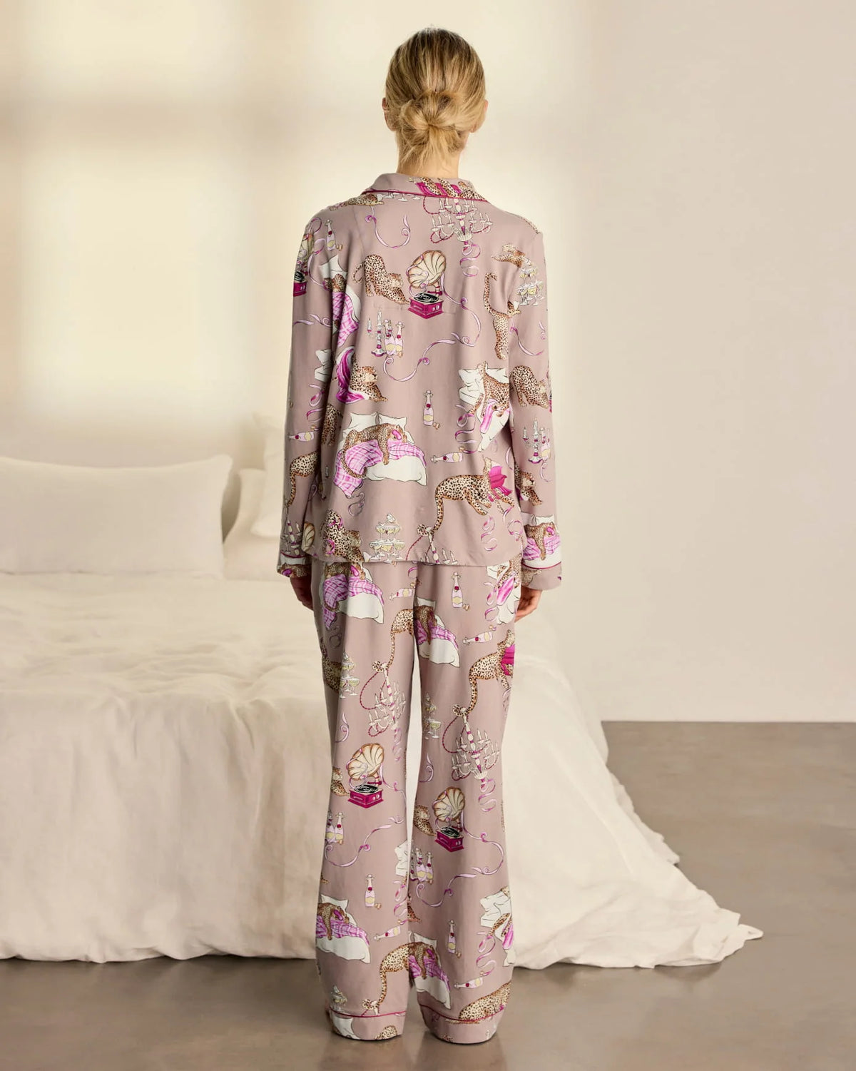 COTTON LEOPARD AFTER PARTY PYJAMA SET PINK