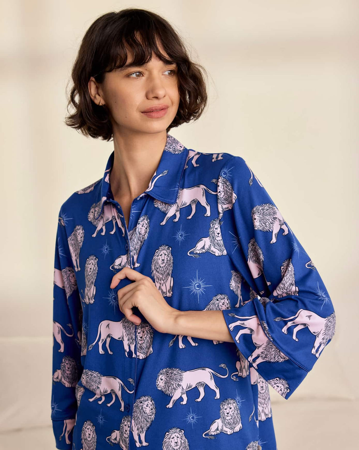 SATIN MOONLIT LION PYJAMA SET