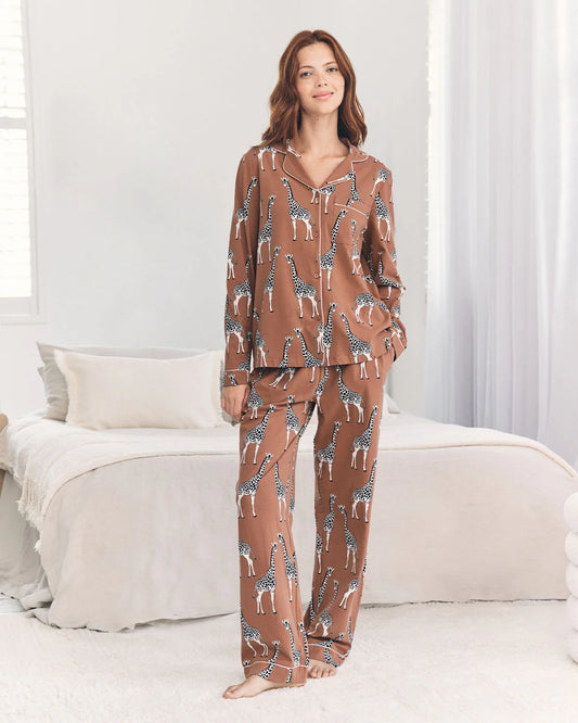 GIRAFFE TAUPE LONG PYJAMA SET