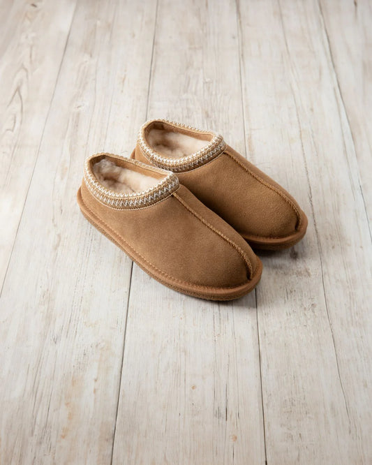 SUEDE SHEEPSKIN BOOT SLIPPERS TAN