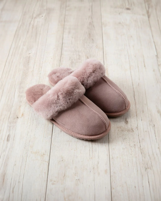 SUEDE SHEEPSKIN MULE SLIPPERS PINK