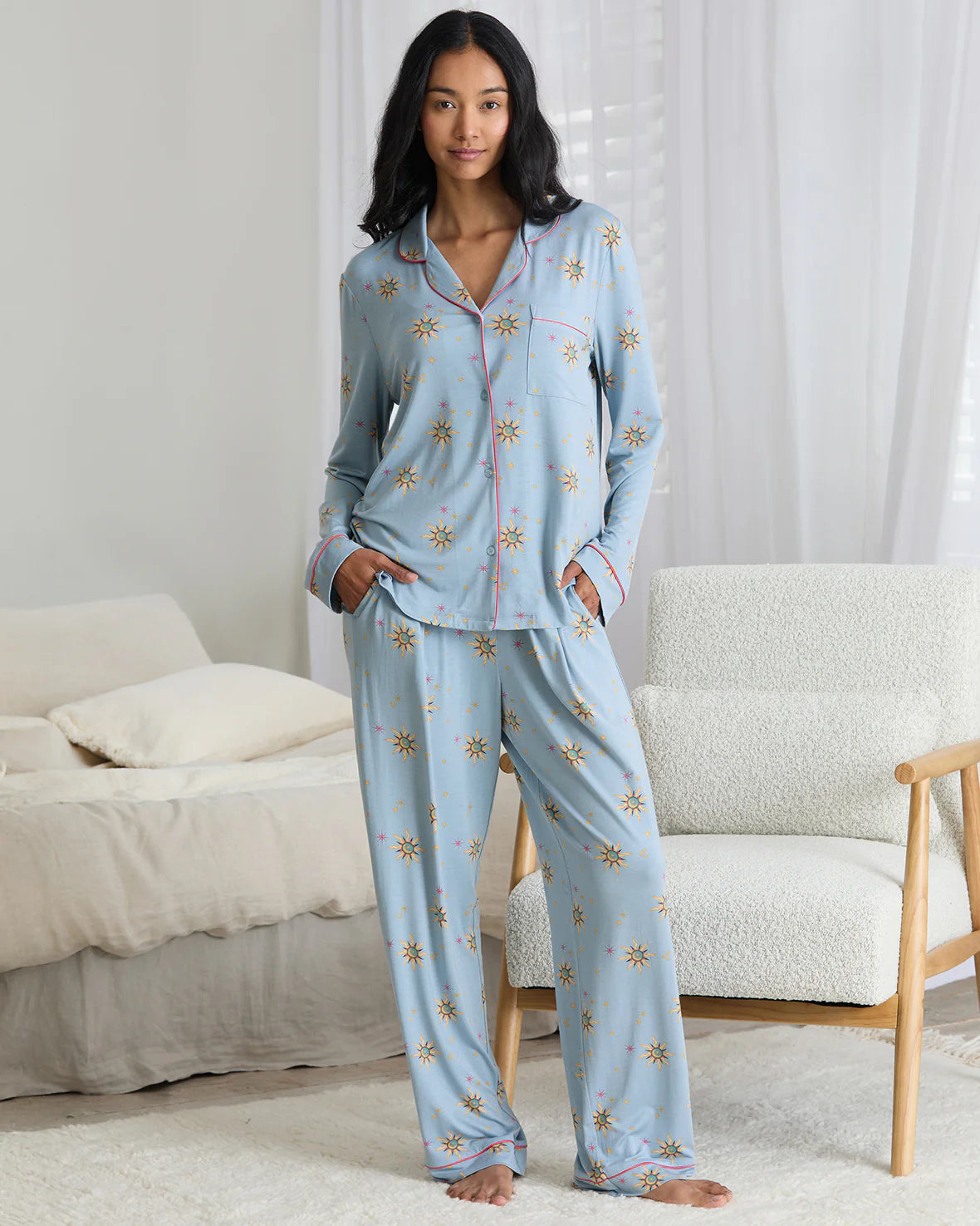 TWINKLE SKY STRIPED LONG PYJAMA SET BLUE