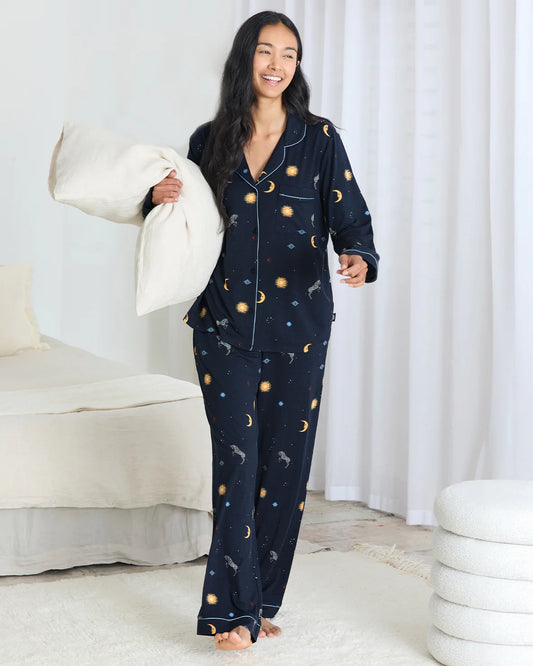 CELESTIAL ZEBRA LONG PYJAMA SET NAVY