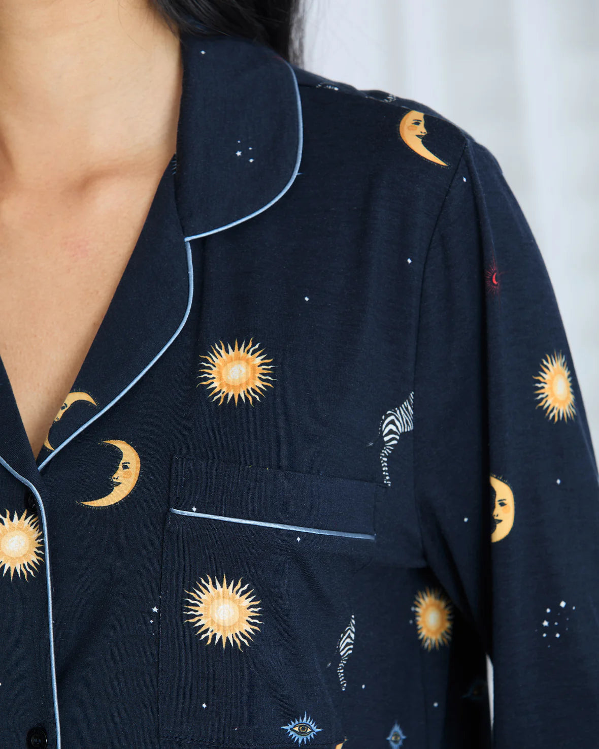 CELESTIAL ZEBRA LONG PYJAMA SET NAVY