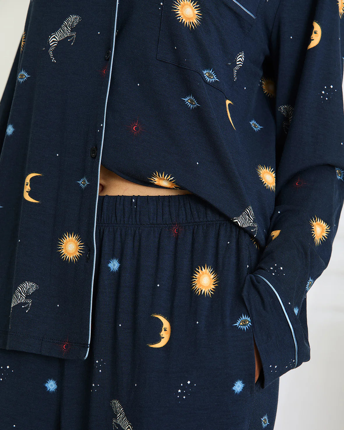 CELESTIAL ZEBRA LONG PYJAMA SET NAVY