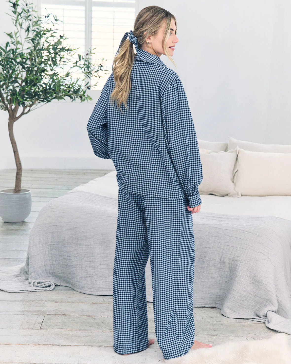 GINGHAM BLUE LONG PYJAMA SET