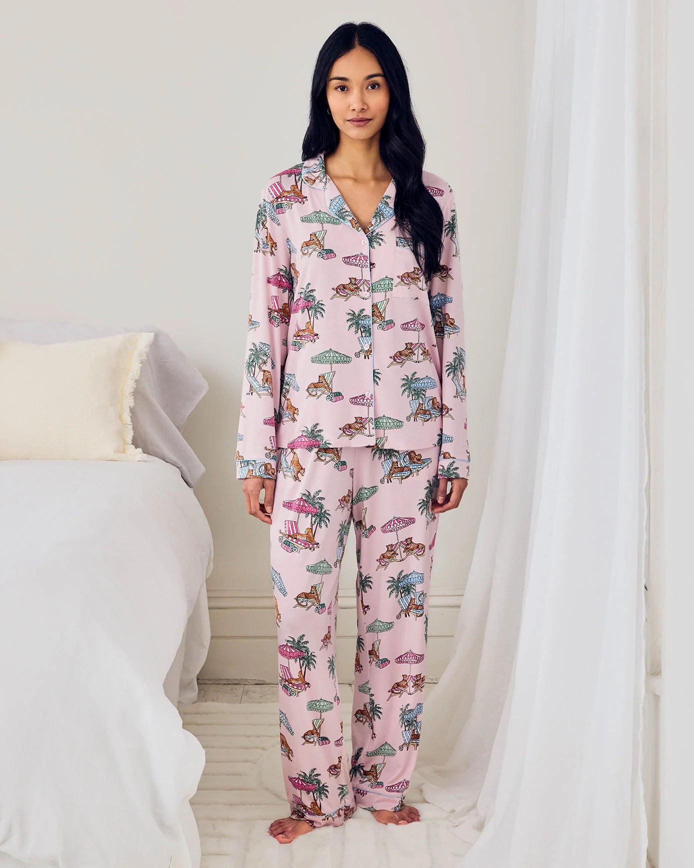 MODAL LOUNGING LEOPARDS LONG SET