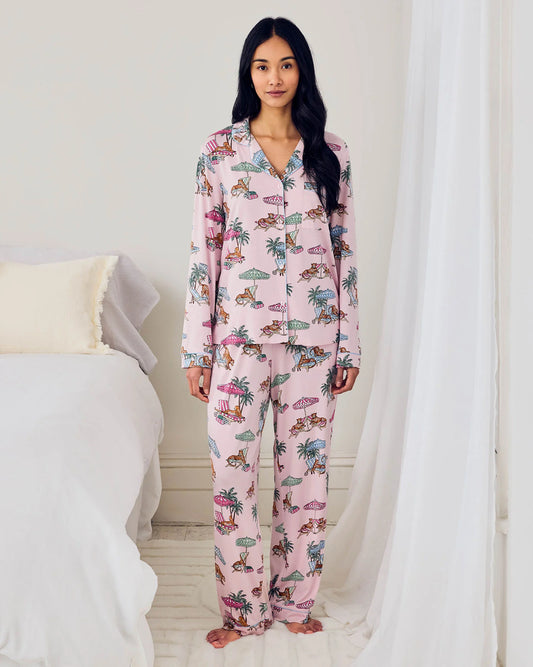 MODAL LOUNGING LEOPARDS LONG SET